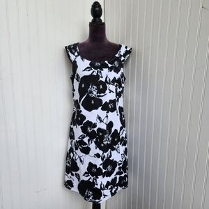 Cato Women's White Black Sleeveless Florla Stretch Print Dress Beaded Size 14